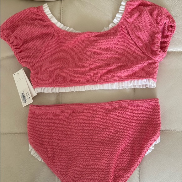 JANIE AND JACK
Girl's Textured 2-Piece Swimsuit  Floral Detail NWT Size 12 - Picture 4 of 7